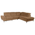 ECKSOFA Terracotta Webstoff  inkl. Rücken echt, Relaxfunktion  - Terracotta/Schwarz, KONVENTIONELL, Textil/Metall (288/225cm) - Carryhome