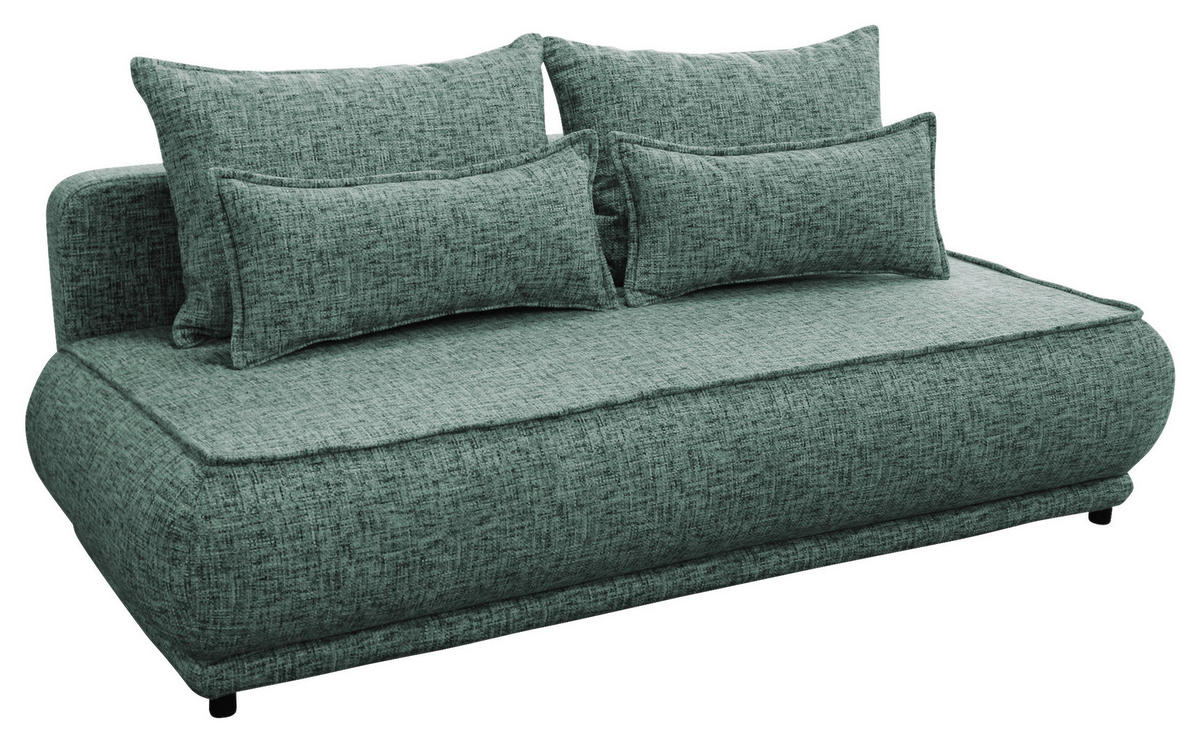 SCHLAFSOFA in Plüsch Grün  - Beige/Schwarz, Design, Kunststoff/Textil (214/96/105cm) - MID.YOU