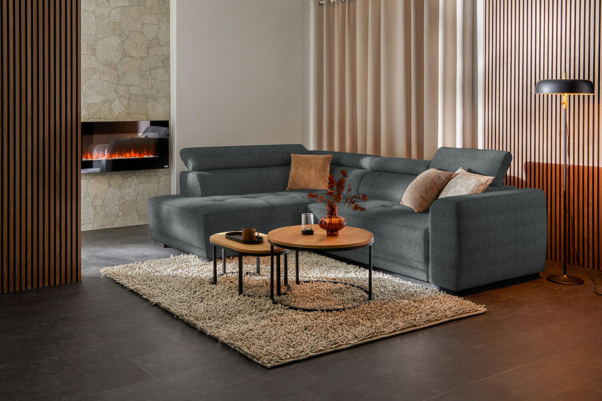 ECKSOFA in Chenille Grau  205/284 cm  - Schwarz/Grau, Design, Kunststoff/Textil (205/284cm) - Xora
