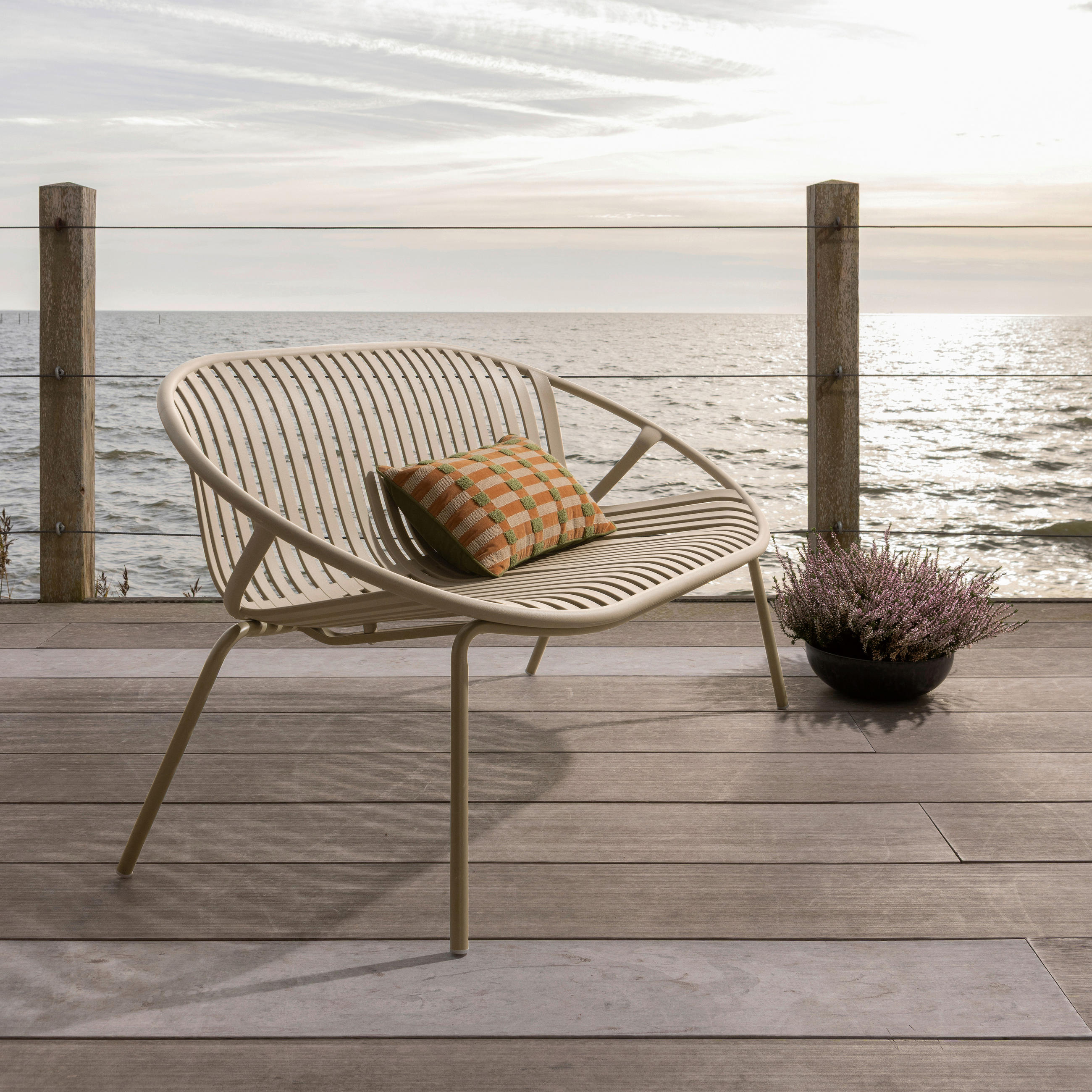 GARTENBANK 81/73/72 cm   - Sandfarben, MODERN, Kunststoff/Metall (81/73/72cm) - Livetastic