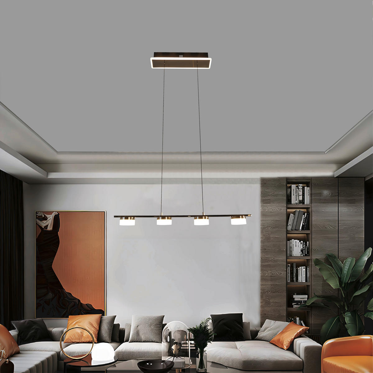 LED-HÄNGELEUCHTE 75/10/150 cm  - Schwarzchrom, Design, Kunststoff/Metall (75/10/150cm)