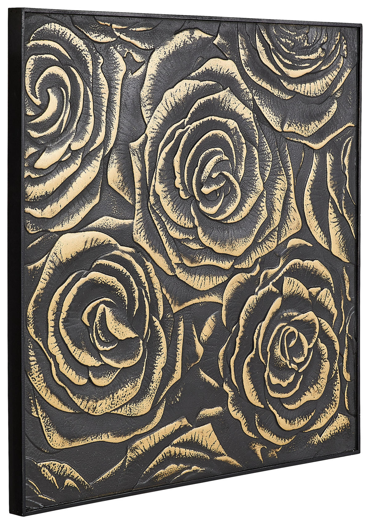 WANDPANEEL Schwarz, Goldfarben  - Goldfarben/Schwarz, Trend, Holzwerkstoff (90/90/4cm) - Ambia Home