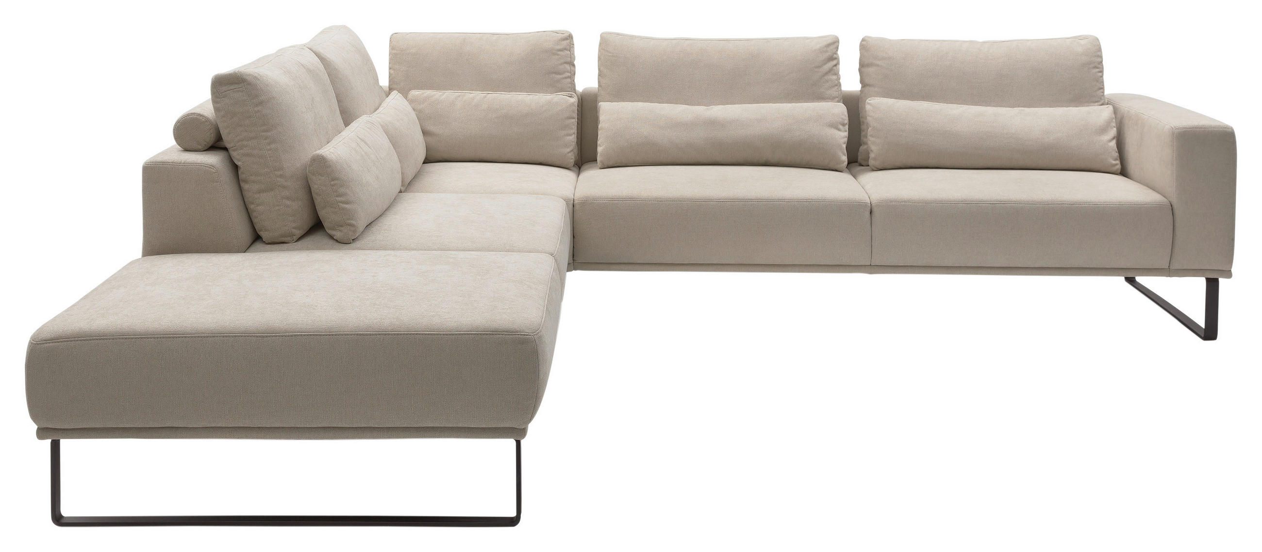 ECKSOFA Naturfarben Flachgewebe  - Schwarz/Naturfarben, Design, Textil/Metall (290/308cm) - Musterring