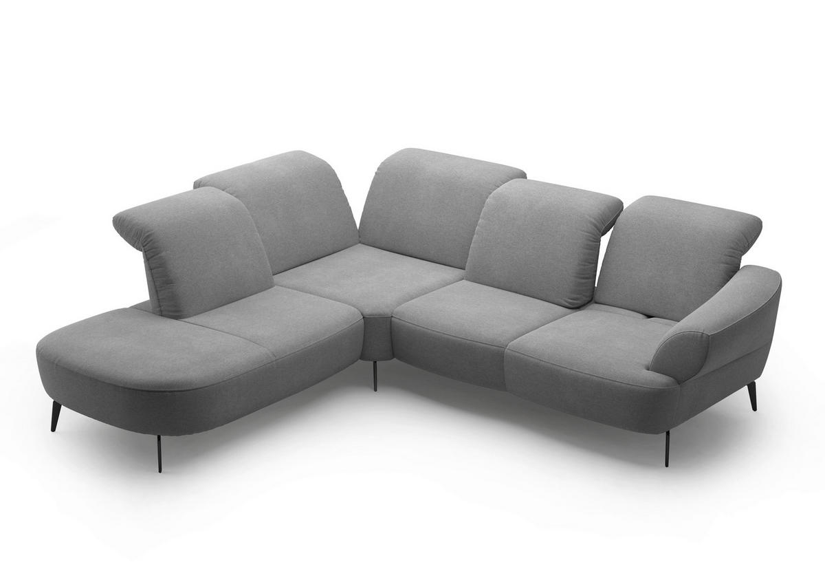 ECKSOFA in Mikrofaser Grau  - Schwarz/Grau, Modern, Textil/Metall (270/302cm) - Sit & More