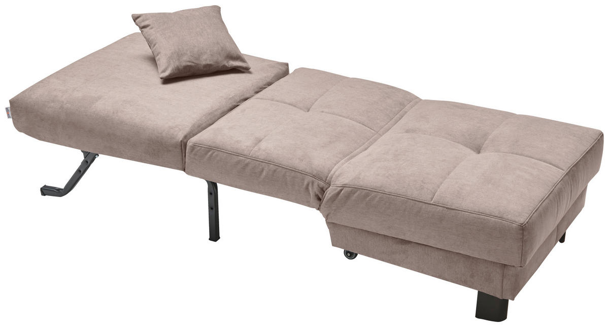 SCHLAFSESSEL Mikrovelours Greige    - Greige/Schwarz, KONVENTIONELL, Textil/Metall (85/85/100cm) - Carryhome