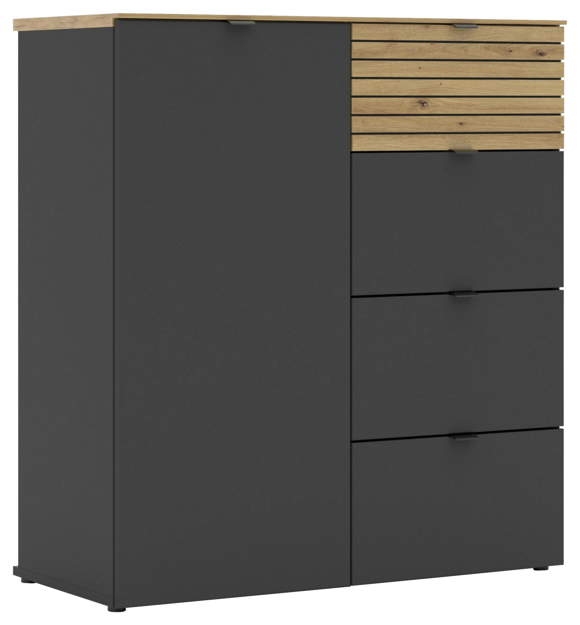 KOMMODE  in 90/99/41 cm  - Schwarz/Graphitfarben, MODERN, Holzwerkstoff/Metall (90/99/41cm) - Voleo