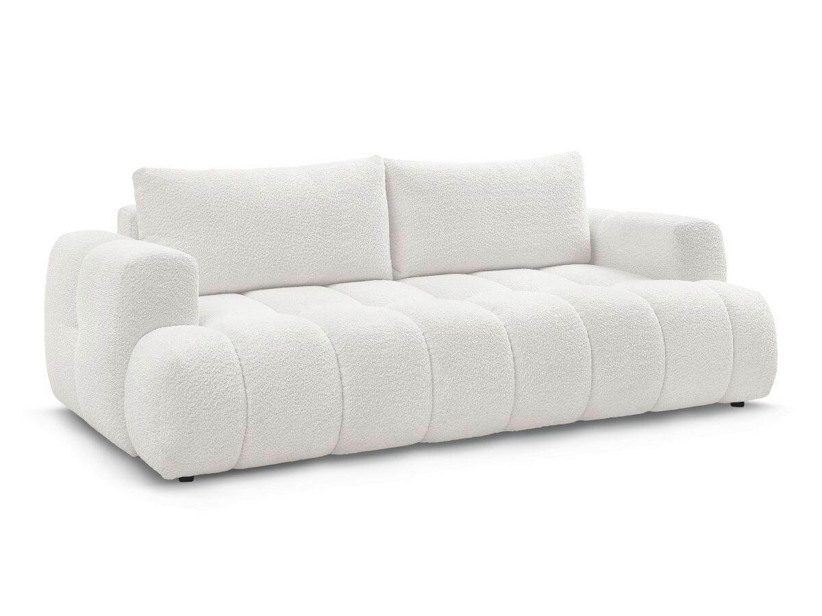 SCHLAFSOFA FUJI Bouclé Weiß  inkl.  - Schwarz/Weiß, MODERN, Kunststoff/Textil (251/113/88cm)