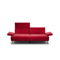 2,5-SITZER Samt Rot  - Rot/Schwarz, Design, Textil/Metall (204-234/85/86-94cm) - SENSOO