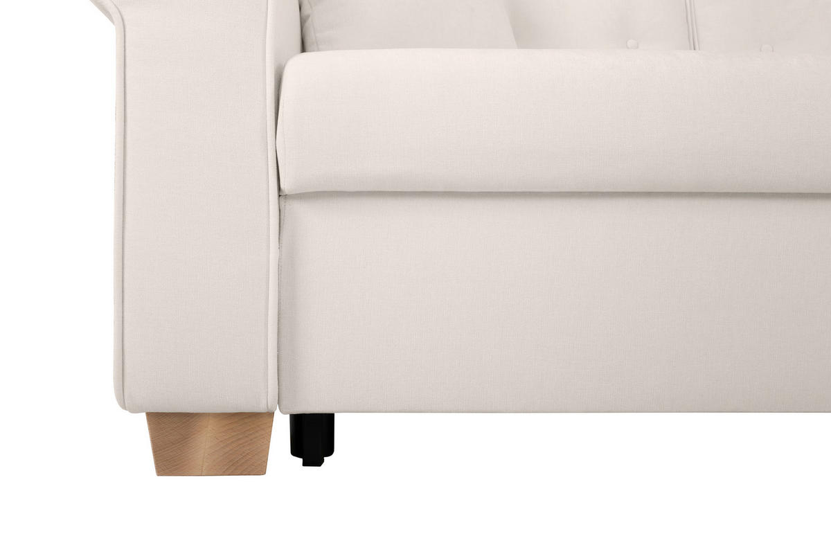 SCHLAFSOFA in Chenille Creme  - Buchefarben/Creme, Design, Holz/Textil (240/94/98cm) - MID.YOU