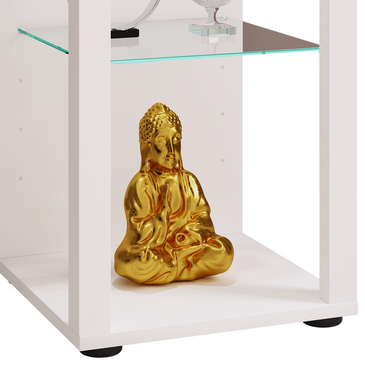 VITRINE in Weiss  - Weiss/Schwarz, Modern, Glas/Holzwerkstoff (35/90/35cm) - MID.YOU
