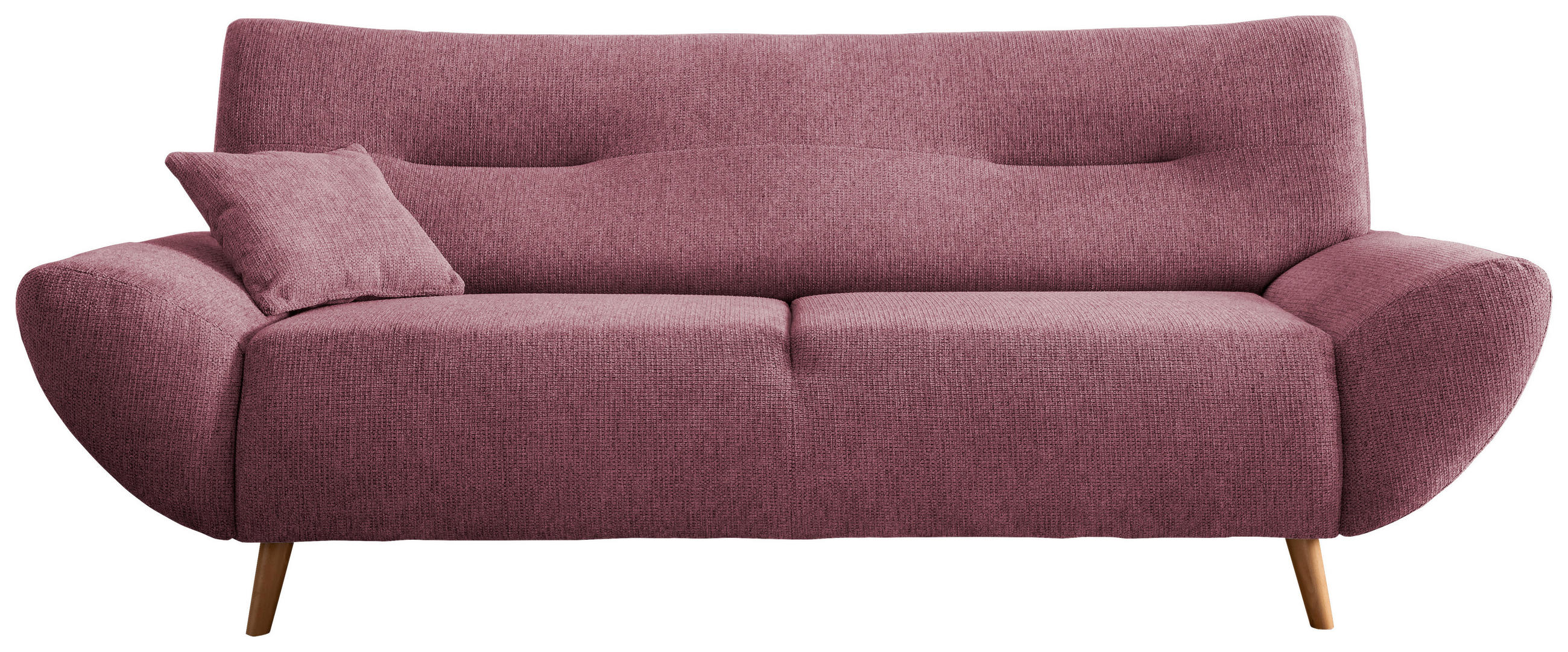 3-SITZER-SOFA Chenille Brombeere  - Wildeiche/Brombeere, MODERN, Holz/Textil (205/81/90cm) - MID.YOU