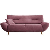 3-SITZER-SOFA in Chenille Brombeere  - Wildeiche/Brombeere, Modern, Holz/Textil (205/81/90cm) - MID.YOU