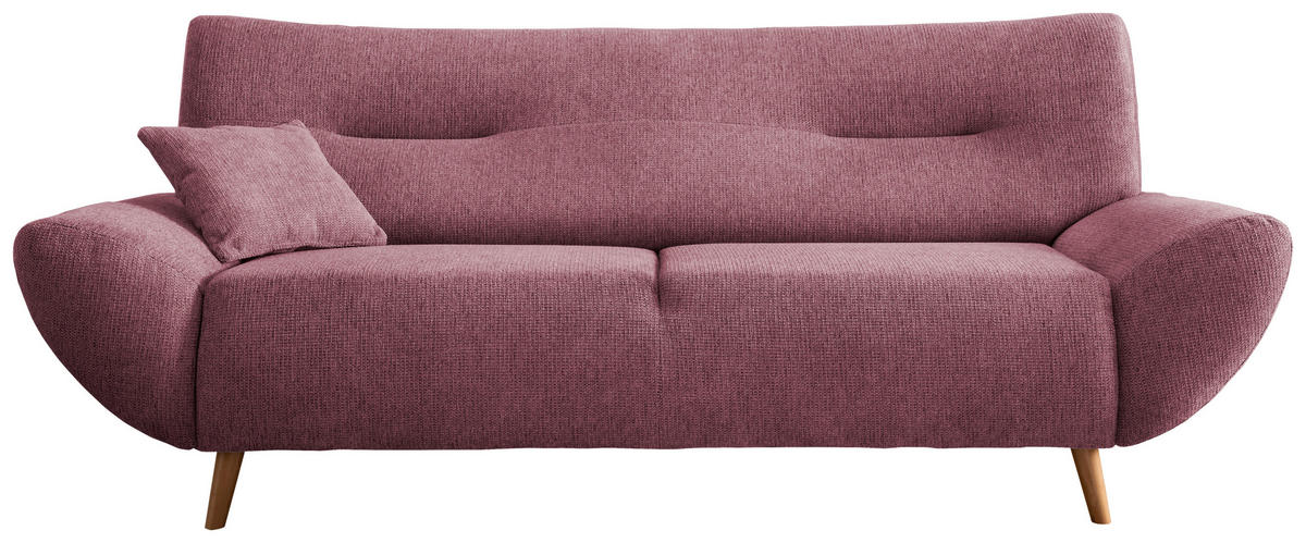 3-SITZER-SOFA in Chenille Brombeere  - Wildeiche/Brombeere, MODERN, Holz/Textil (205/81/90cm) - MID.YOU