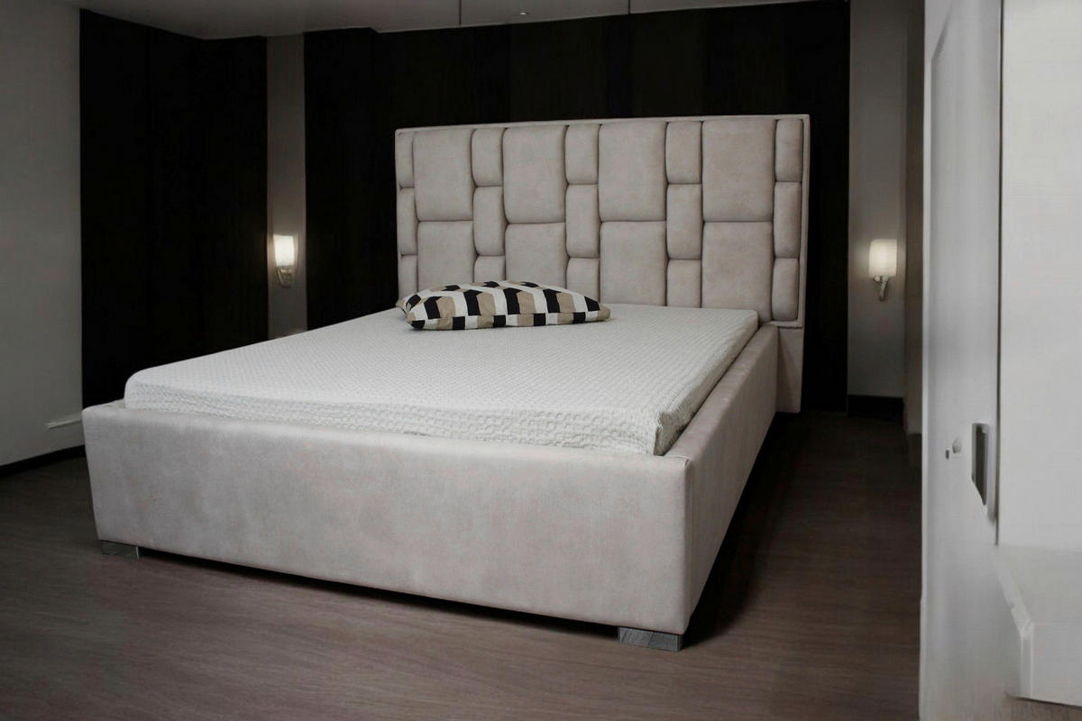Pat Tapițat 180x200 Cm, 180/200 cm, crem - crem, Modern, textil (180/200cm)