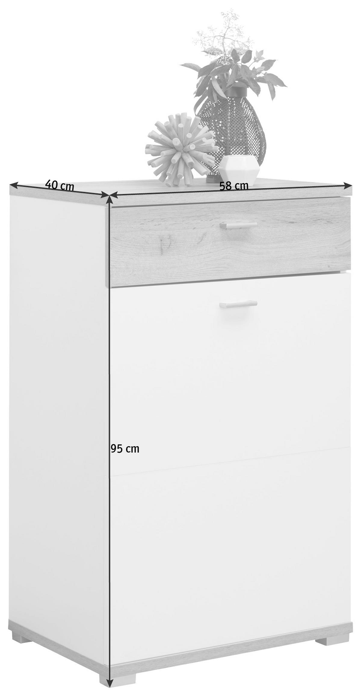 SKRINKA NA TOPÁNKY, biela, farba duba, 58/95/40 cm - biela/farba duba, Design, kov/kompozitné drevo (58/95/40cm) - Carryhome