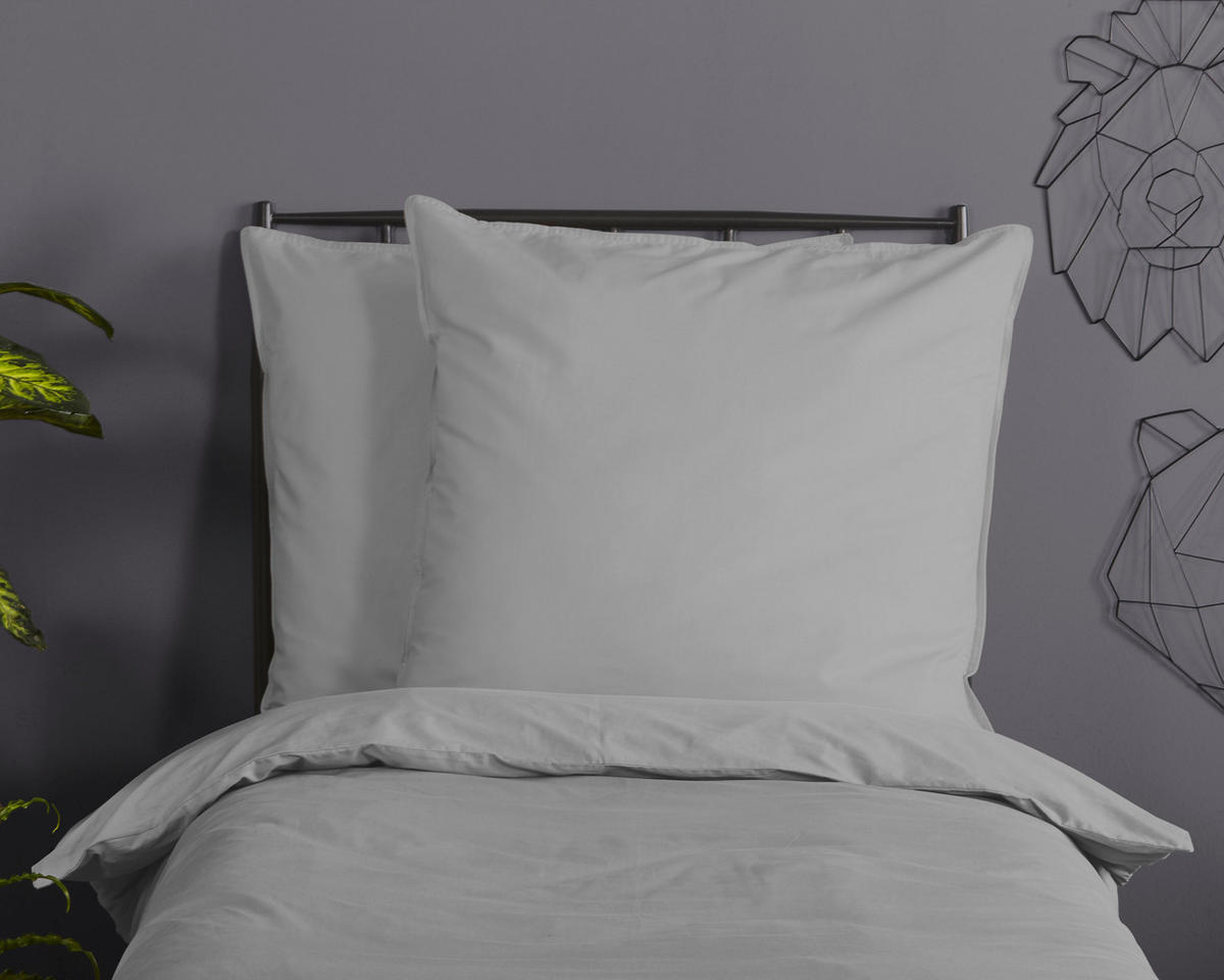 BETTWÄSCHE Uni Light Grey Renforcé 135/200 cm  - Hellgrau, Basics, Textil (135/200cm)