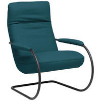 SESSEL in Echtleder Petrol  - Petrol/Schwarz, Design, Leder/Metall (80/104/99cm) - Koinor