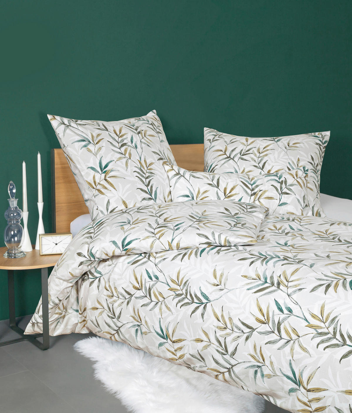 BETTWÄSCHE CHINCHILLA Flanell  - Olivgrün/Grün, Basics, Textil (135null) - Janine