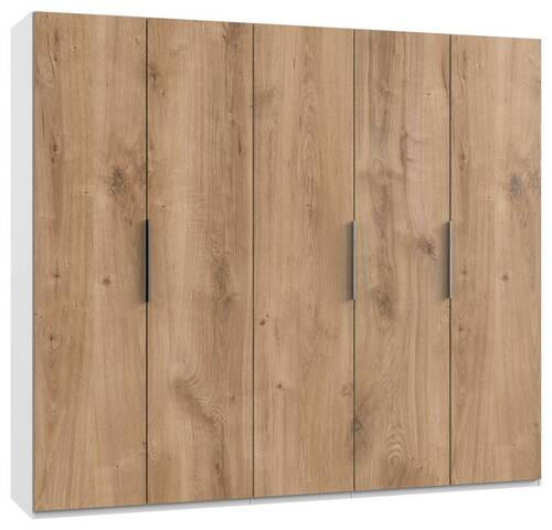 DREHTÜRENSCHRANK 250/216/58 cm 5-türig Weiß, Eichefarben  - Chromfarben/Eichefarben, MODERN, Holzwerkstoff (250/216/58cm) - MID.YOU
