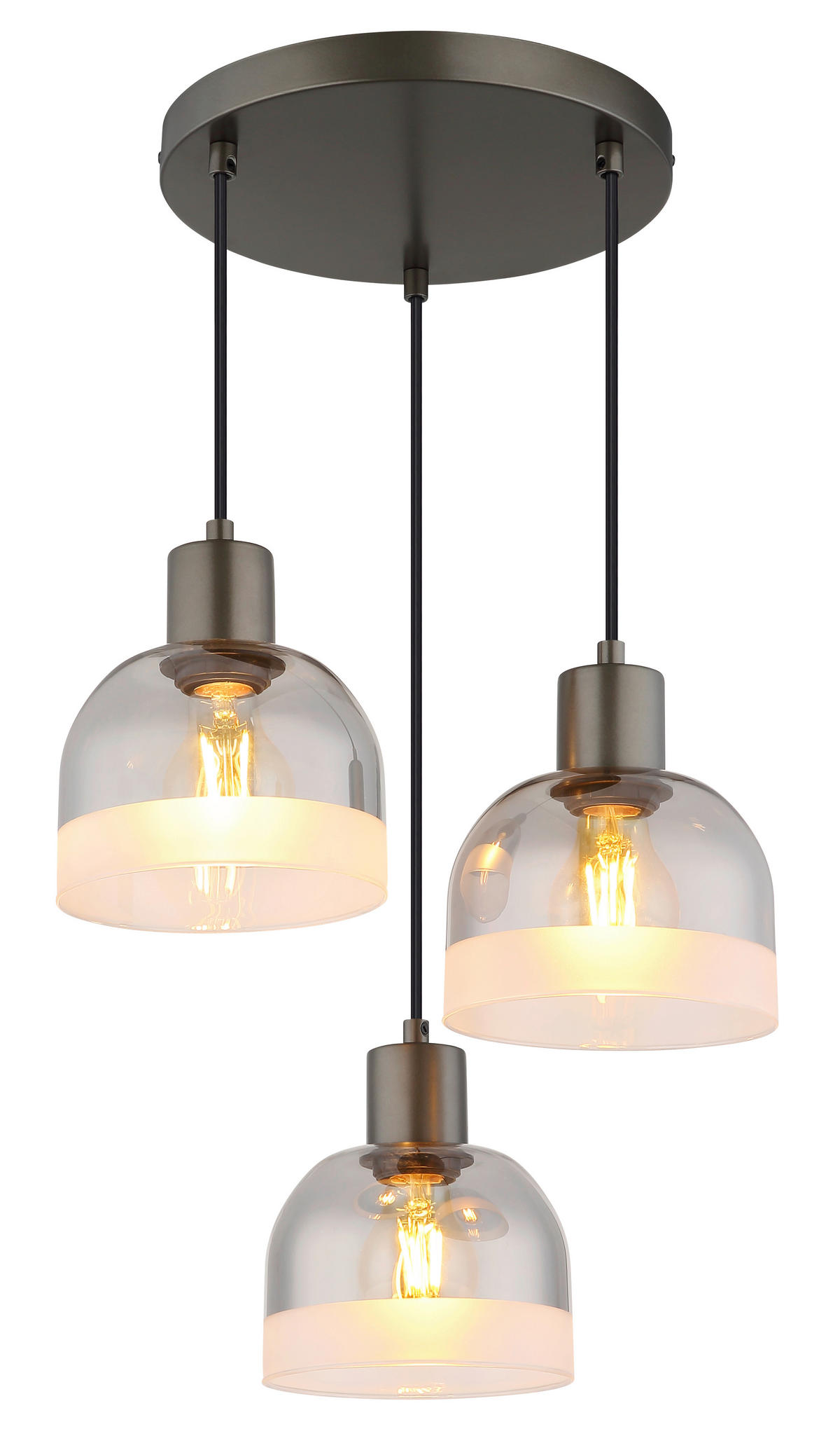 HÄNGELEUCHTE Kairo 33/150 cm  - Chromfarben/Schwarzchrom, Design, Glas/Kunststoff (33/150cm) - Globo