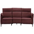 TRAPEZSOFA  in Echtleder Bordeaux  - Bordeaux/Schwarz, KONVENTIONELL, Leder/Metall (221/103/95cm) - Dieter Knoll