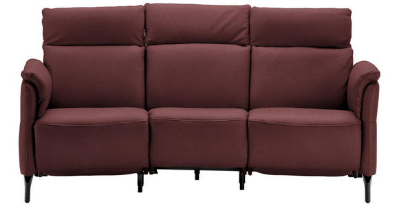 TRAPEZSOFA  in Echtleder Bordeaux  - Bordeaux/Schwarz, KONVENTIONELL, Leder/Metall (221/103/95cm) - Dieter Knoll