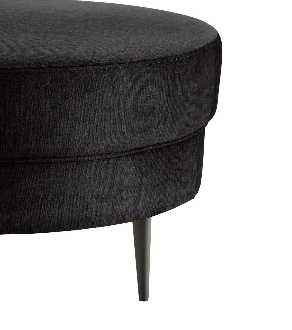 OTTOMANE in Velours Anthrazit  - Anthrazit/Schwarz, Modern, Textil/Metall (211/85/101cm) - Livetastic