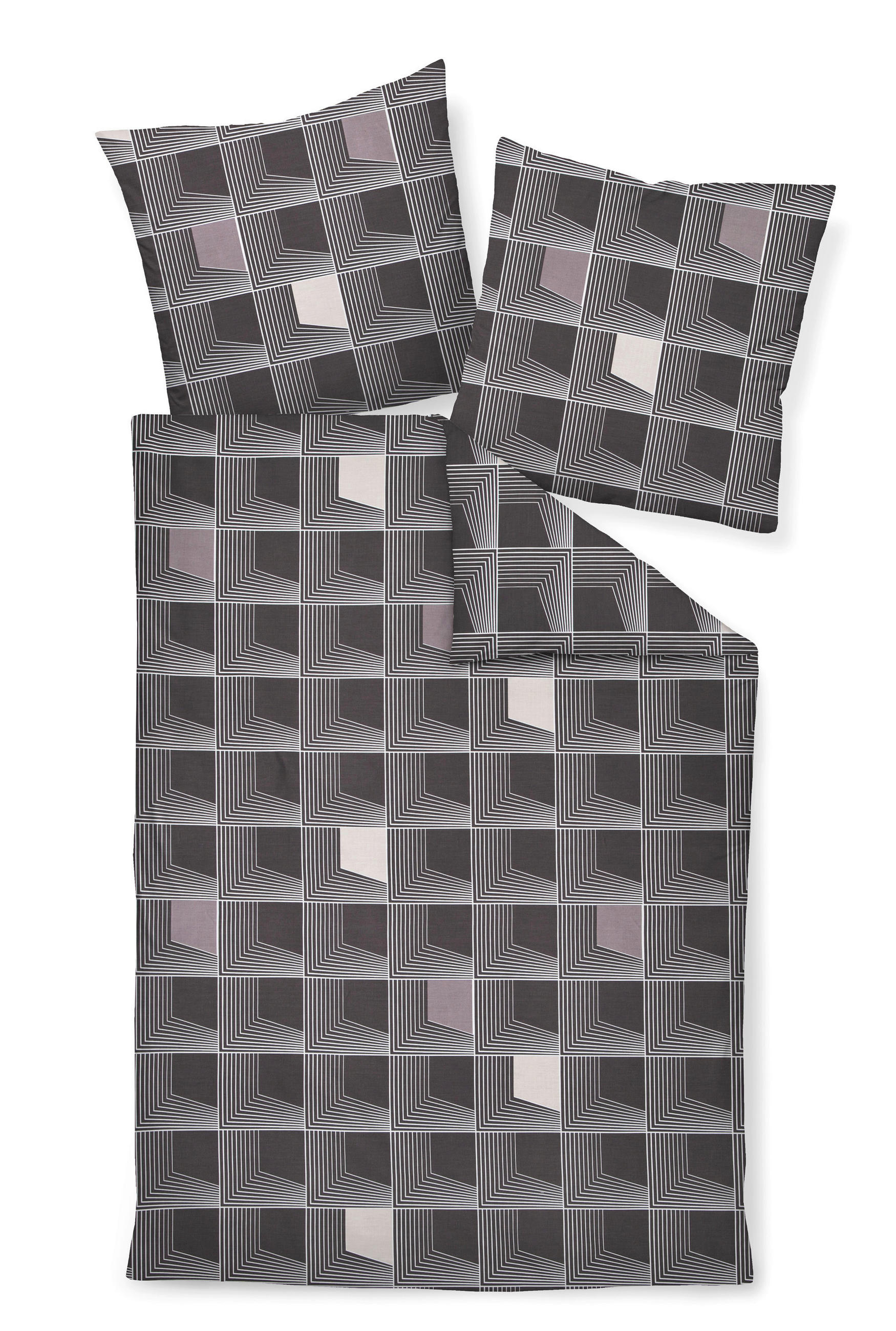 Janine Bettwäsche J.d. Anthrazit, Taupe, Mauve 135x200 cm
