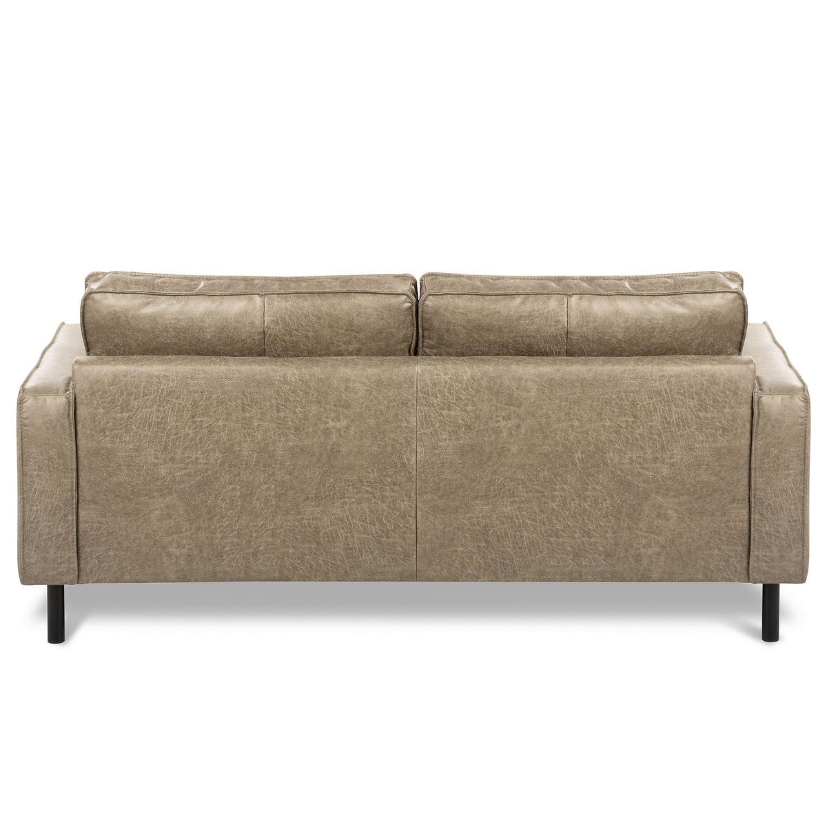 3-SITZER-SOFA Echtleder Lederlook Hellgrau  - Hellgrau/Schwarz, Design, Leder/Textil (188/85/92cm) - Livetastic