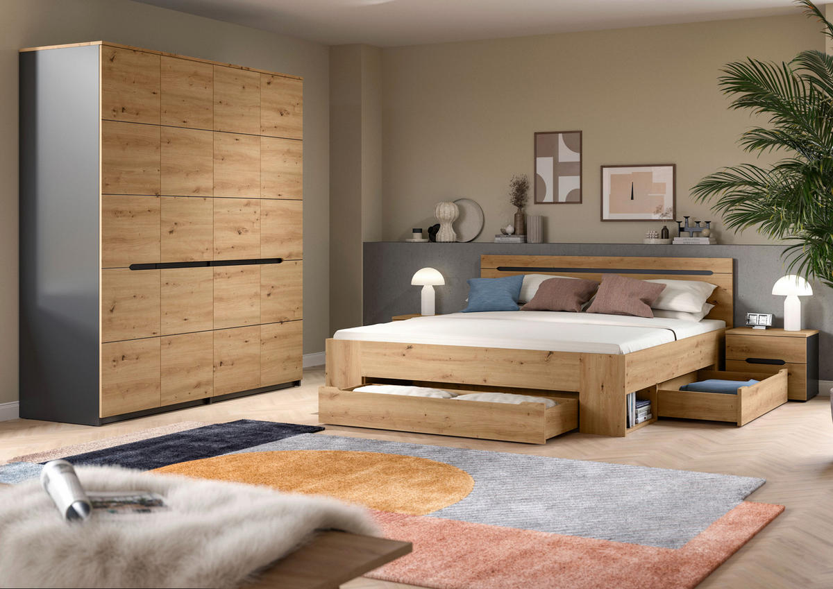SCHLAFZIMMER Grau, Eiche Artisan  - Eiche Artisan/Grau, MODERN, Holzwerkstoff - MID.YOU