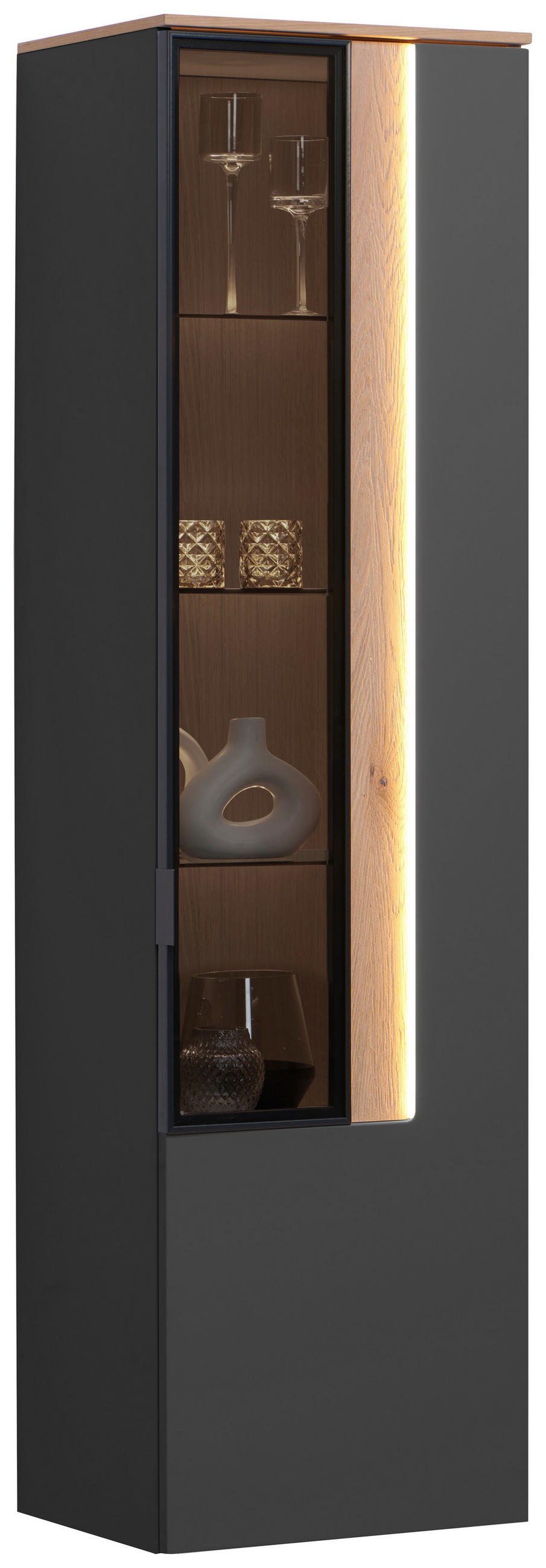 HÄNGEVITRINE  in furniert Anthrazit, Eichefarben  - Eichefarben/Anthrazit, Design, Glas/Holzwerkstoff (45/165/36cm) - Dieter Knoll