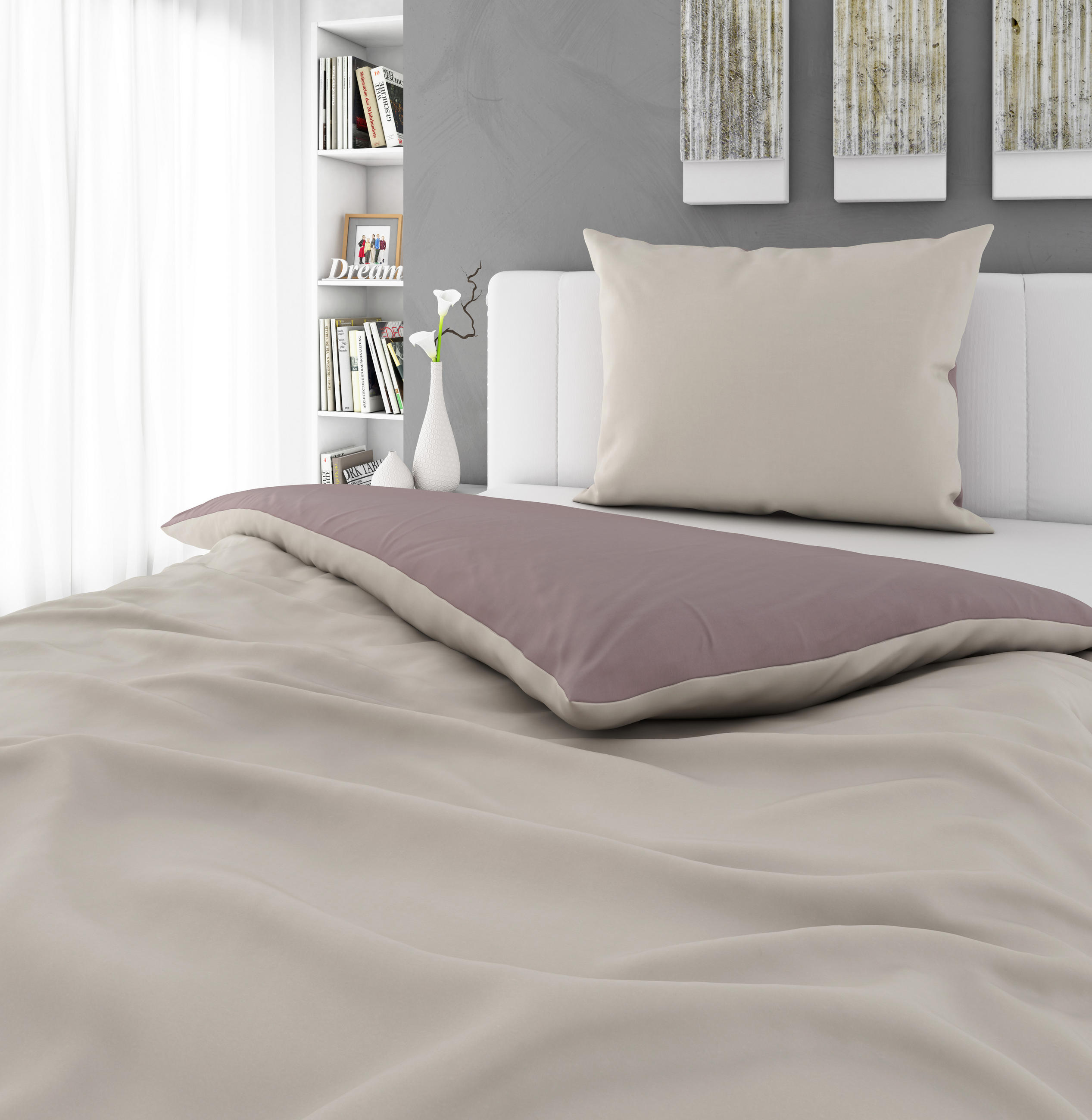 OBOJSTRANNÁ POSTEĽNÁ BIELIZEŇ, satén, prírodné farby, 140/220 cm - prírodné farby, Basics, textil (140/220cm) - Novel