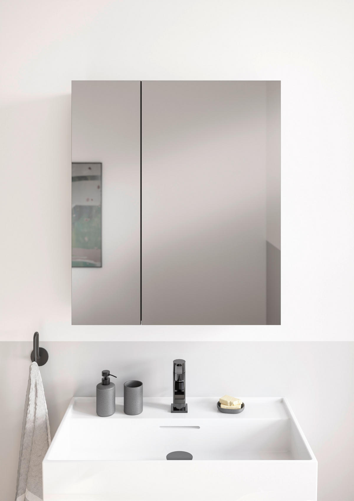 SPIEGELSCHRANK 60/70/20 cm  - Schwarz, MODERN, Glas/Holzwerkstoff (60/70/20cm) - MID.YOU