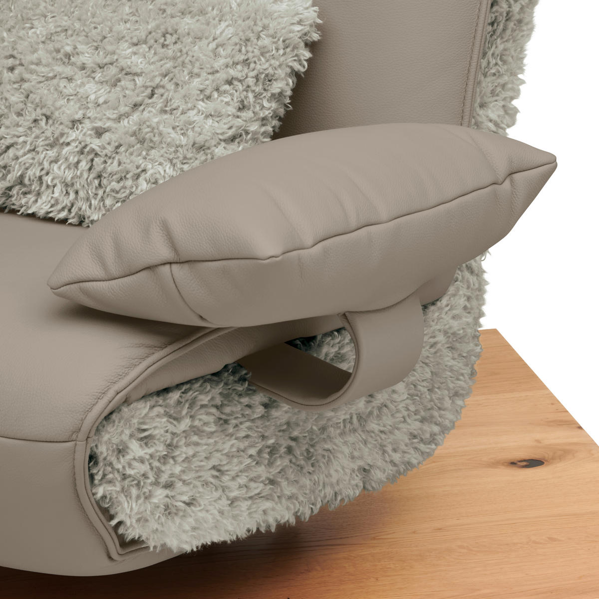 2-SITZER-SOFA Hochflor Echtleder Creme, Greige  - Greige/Creme, Design, Leder/Holz (240/65/104cm) - Koinor