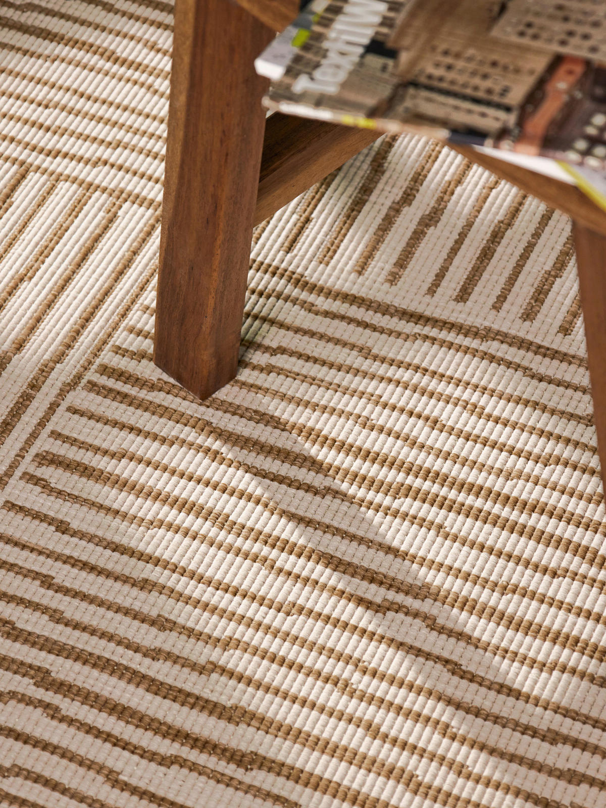 FLACHWEBETEPPICH 120/170 cm Haringey Weiß, Sandfarben rechteckig  - Sandfarben/Weiß, Basics, Kunststoff (120/170cm)