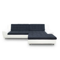 ECKSCHLAFSOFA MORTON Schwarz Mikrofaser  - Chromfarben/Schwarz, MODERN, Textil/Metall (304/200/84cm) - MID.YOU
