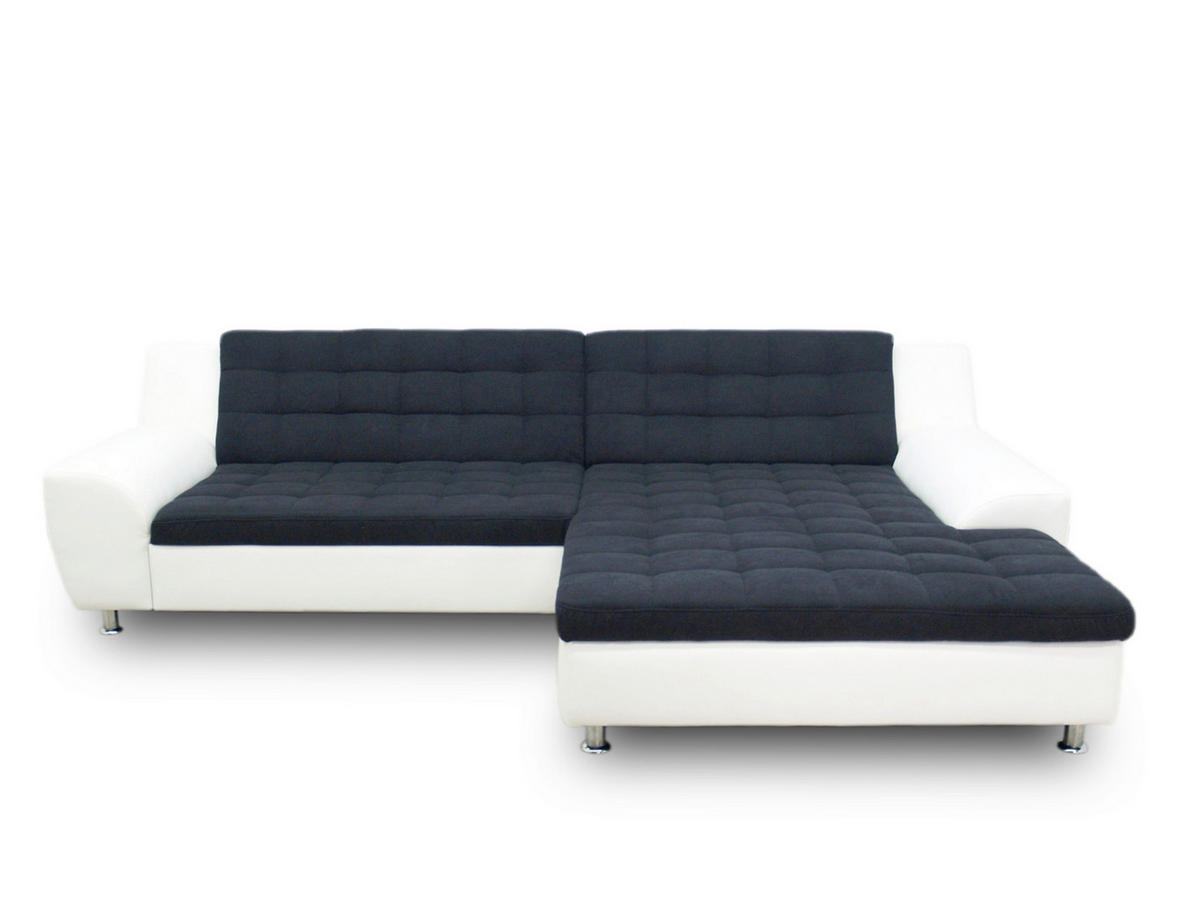 ECKSCHLAFSOFA MORTON Schwarz Mikrofaser  - Chromfarben/Schwarz, MODERN, Textil/Metall (304/200/84cm) - MID.YOU
