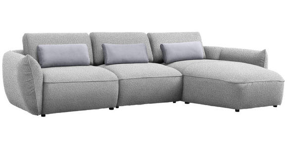 ECKSOFA  in Chenille Greige  340/190 cm  - Greige/Schwarz, Design, Kunststoff/Textil (340/190cm) - Belluti