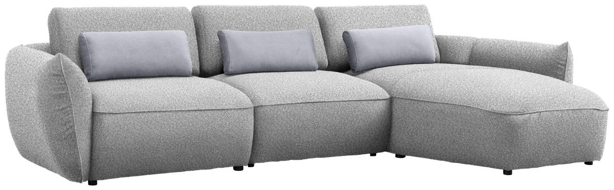 ECKSOFA  in Chenille Greige  340/190 cm  - Greige/Schwarz, Design, Kunststoff/Textil (340/190cm) - Belluti
