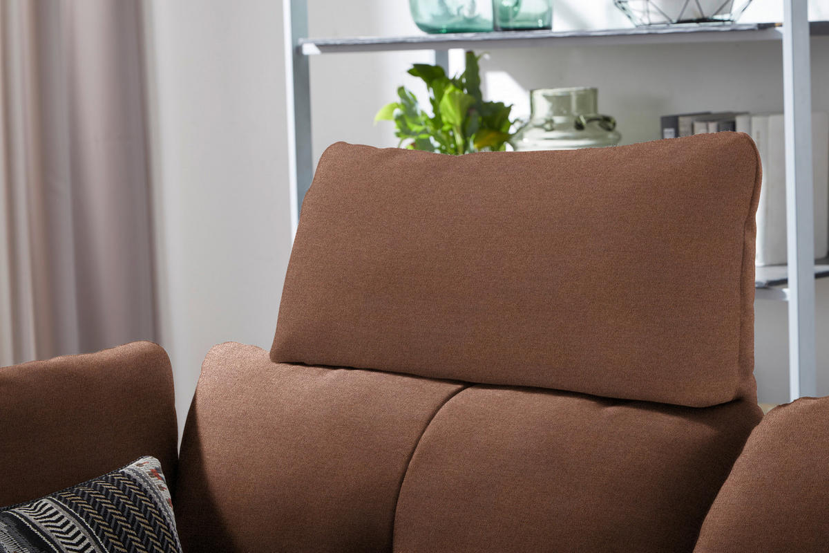 ECKSOFA in Flachgewebe Braun  - Schwarz/Braun, Design, Textil/Metall (344/157cm) - Chilliano