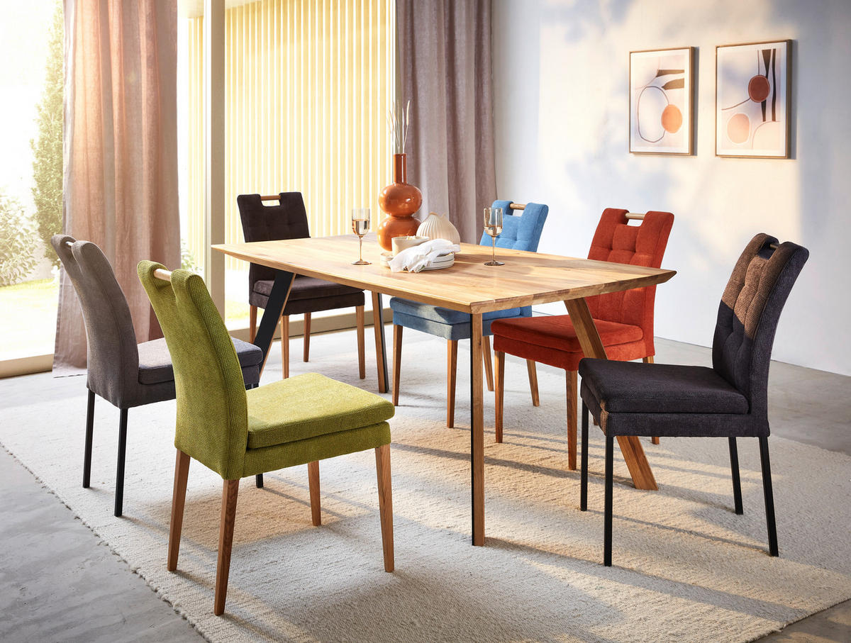 JÍDELNÍ STŮL, divoký dub, barvy dubu, 180/90/75 cm - barvy dubu/černá, Design, kov/dřevo (180/90/75cm) - Linea Natura