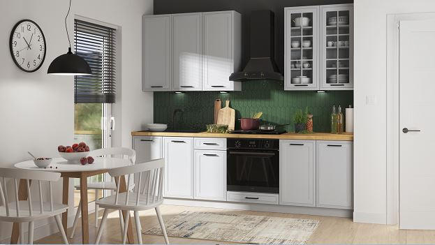 BUCĂTĂRIE STANDARD 260/260/230 cm  - gri deschis/culoare lemn stejar, Modern, material pe bază de lemn (260/260/230cm) - Stylife
