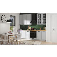 BUCĂTĂRIE STANDARD 260/260/230 cm  - gri deschis/culoare lemn stejar, Modern, material pe bază de lemn (260/260/230cm) - Stylife
