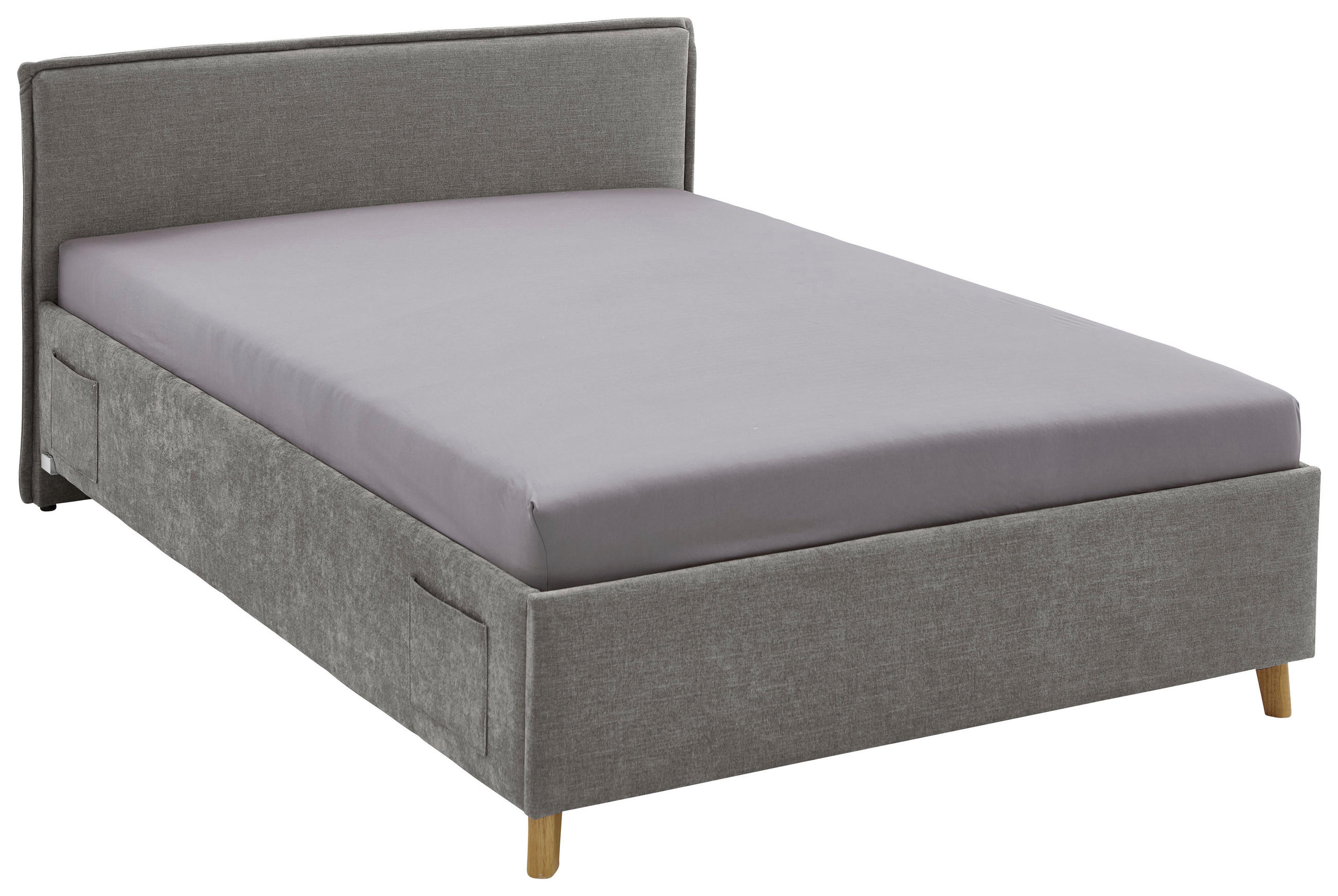 POLSTERBETT 120/200 cm  Grau  - Eichefarben/Birkefarben, Konventionell, Holz/Textil (120/200cm) - home24