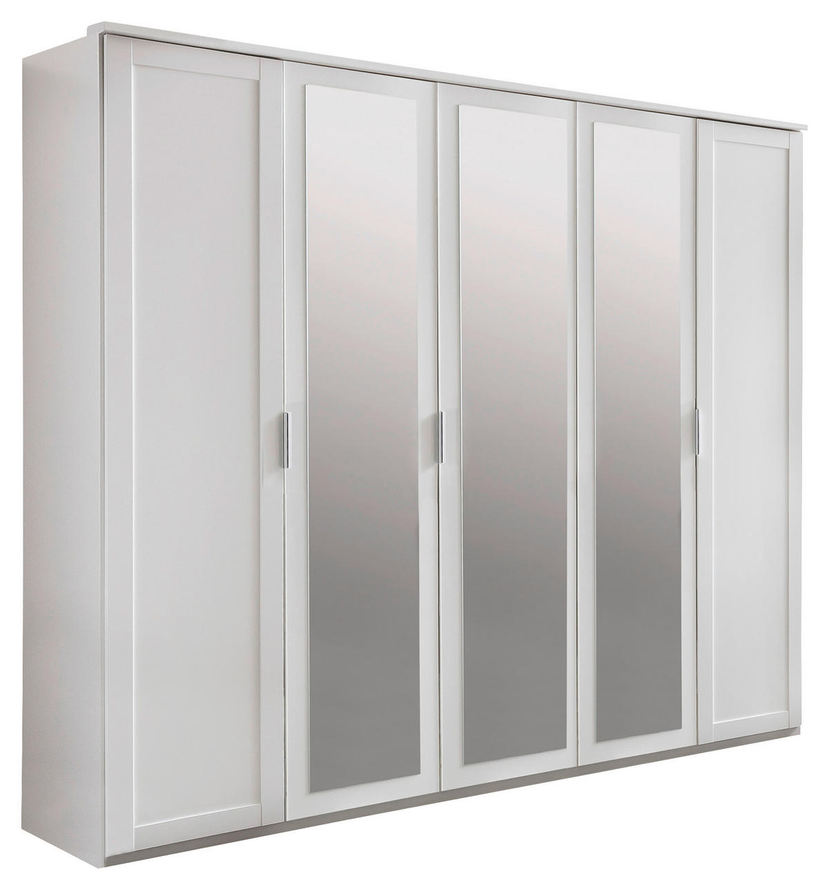 DREHTÜRENSCHRANK in Weiss  - Weiss/Silberfarben, Konventionell, Glas/Holzwerkstoff (225/210/58cm) - MID.YOU