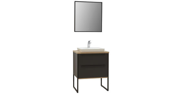 BADEZIMMER in 64,6 cm - Eichefarben/Schwarz, MODERN, Glas/Holzwerkstoff (64,6cm) - Dieter Knoll