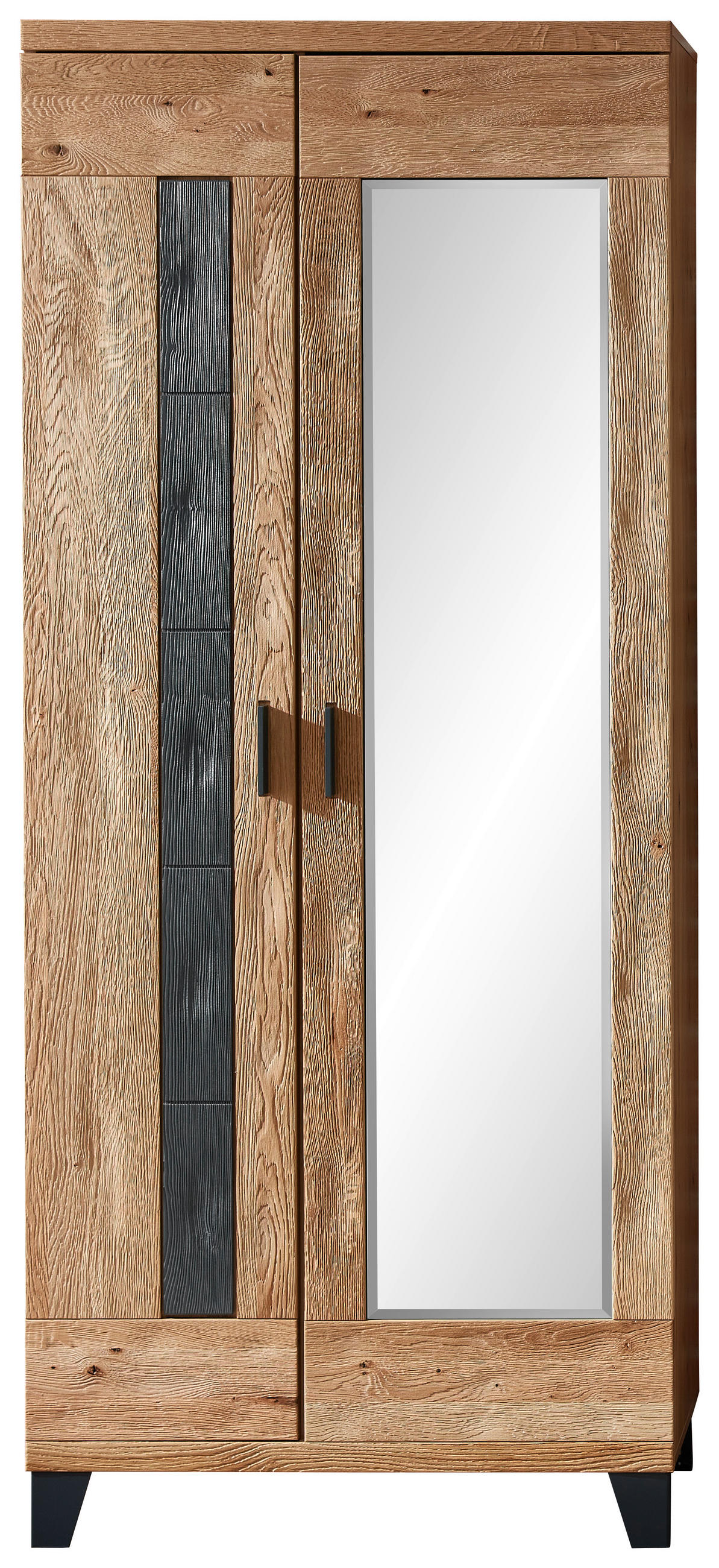 Linea Natura Garderobenschrank Eiche, Dunkelgrau 86x201x38 cm
