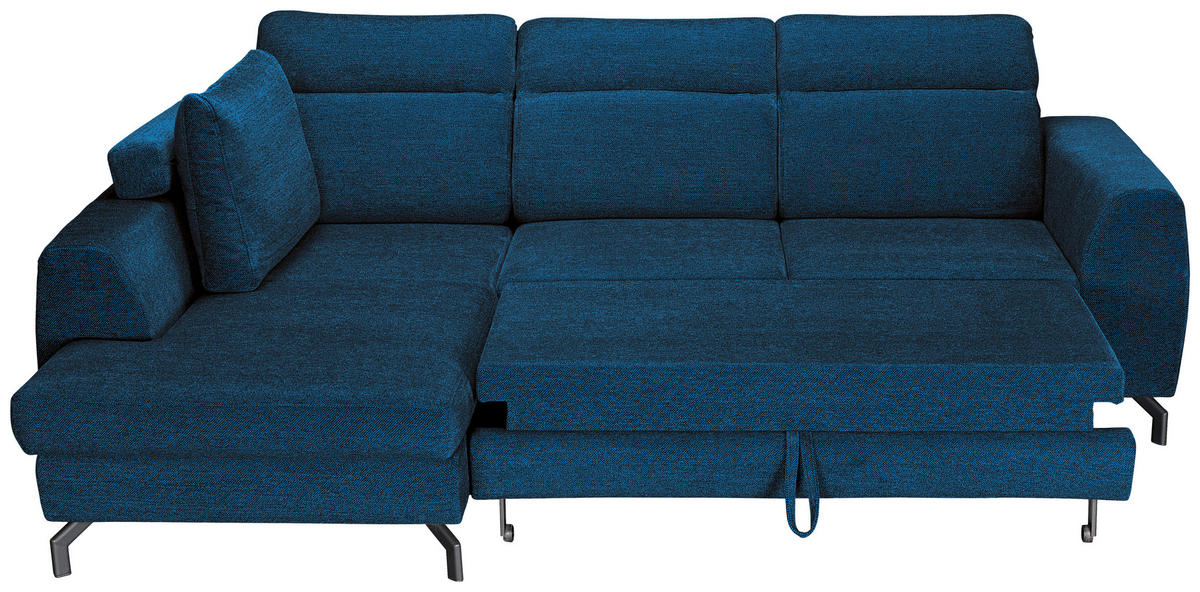 ECKSOFA Blau Chenille  - Blau/Schwarz, KONVENTIONELL, Textil/Metall (185/240cm) - Carryhome