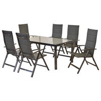 GARTENSET 7-teilig  - Graphitfarben/Braun, MODERN, Textil/Metall - Gardenson