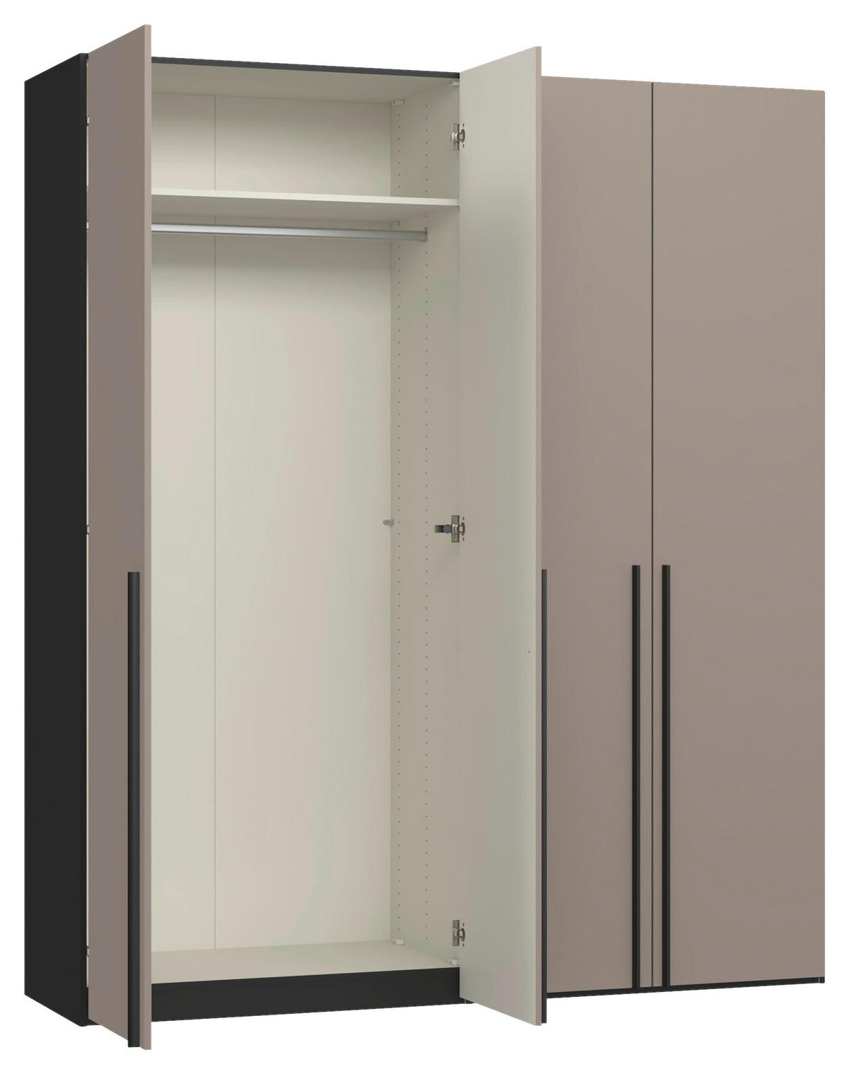 DREHTÜRENSCHRANK 203/236/59 cm,  in Schwarz, Hellbraun, 4-türig  - Hellbraun/Schwarz, Design, Glas/Holzwerkstoff (203/236/59cm) - Jutzler